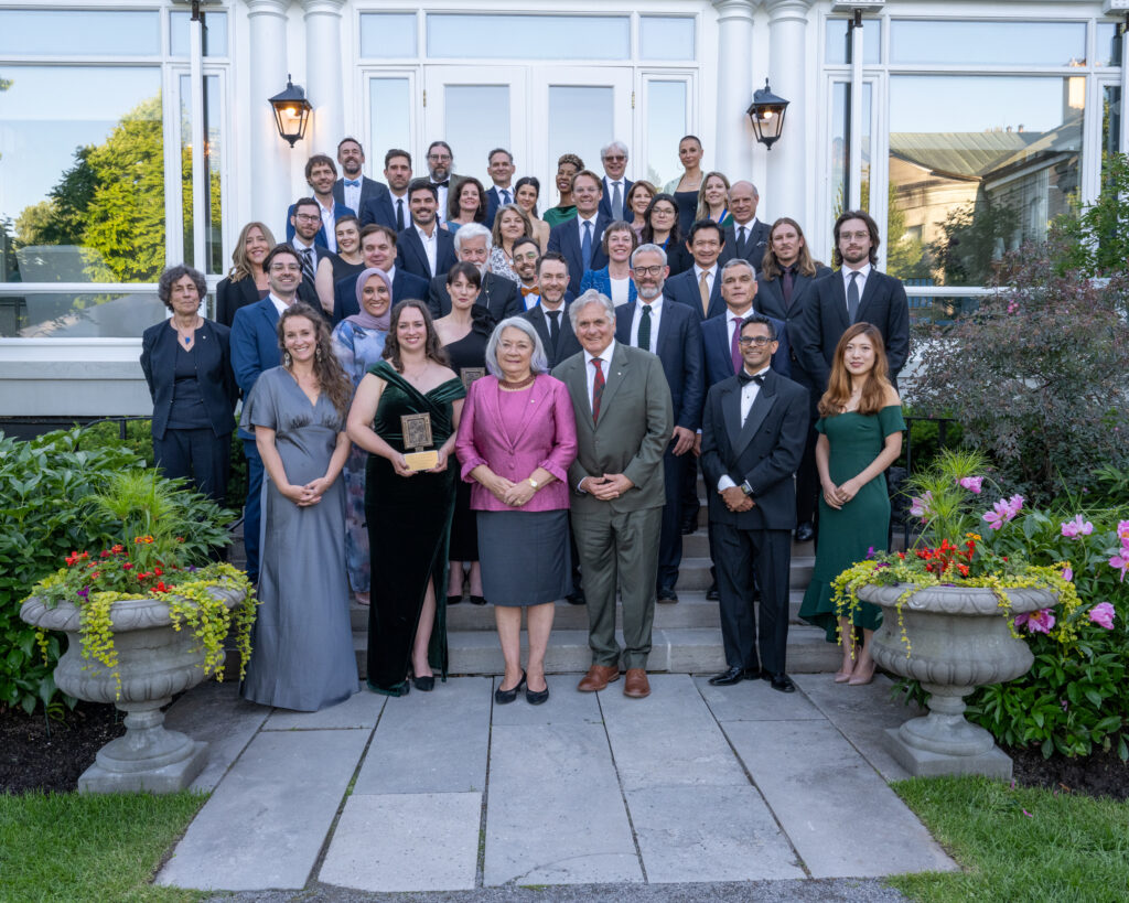 Michener Award finalists and winners, Michener-Baxter Award recipients, and Michener Fellowship recipients with Her Excellency the Right Honourable Mary Simon and His Excellency Whit Fraser. 